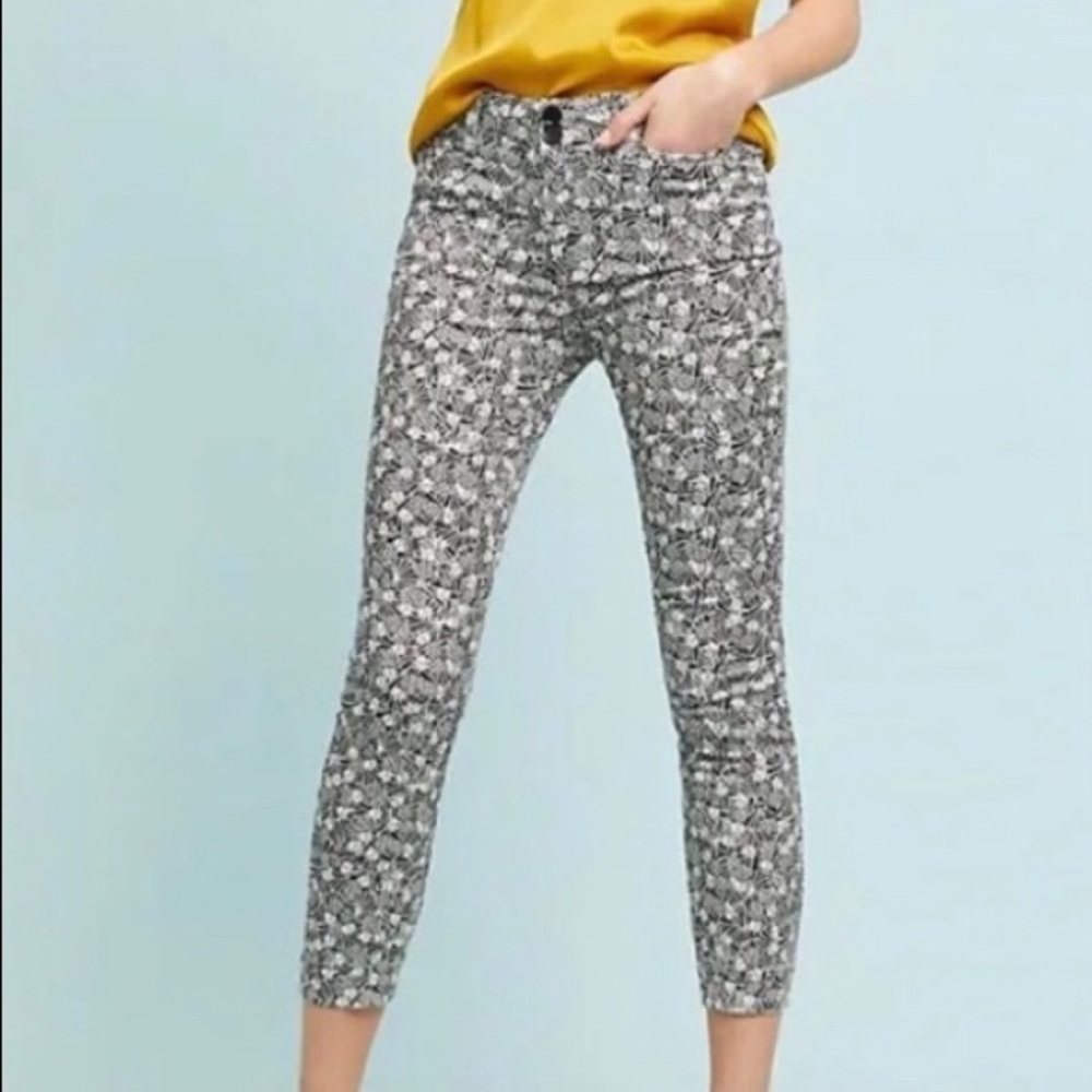 Anthropologie Black and White Patterned Trousers